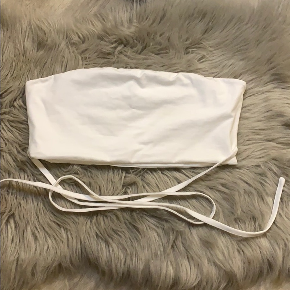 White tube top with waist ties
